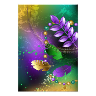 Iriserende mardi gras achtergrond met kralen foto afdruk