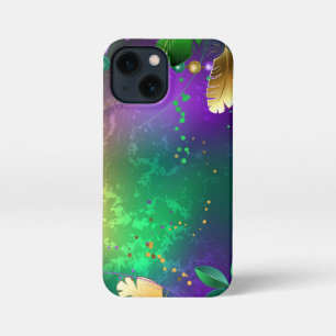 Iriserende mardi gras achtergrond met kralen iPhone 13 mini hoesje