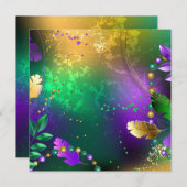 Iriserende mardi gras achtergrond met kralen kaart (Voorkant / Achterkant)