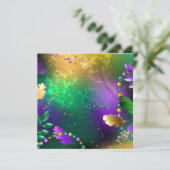 Iriserende mardi gras achtergrond met kralen kaart (Staand voorkant)