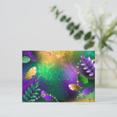 Iriserende mardi gras achtergrond met kralen kaart (Staand voorkant)