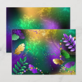 Iriserende mardi gras achtergrond met kralen kaart (Voorkant / Achterkant)