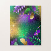Iriserende mardi gras achtergrond met kralen legpuzzel (Verticaal)
