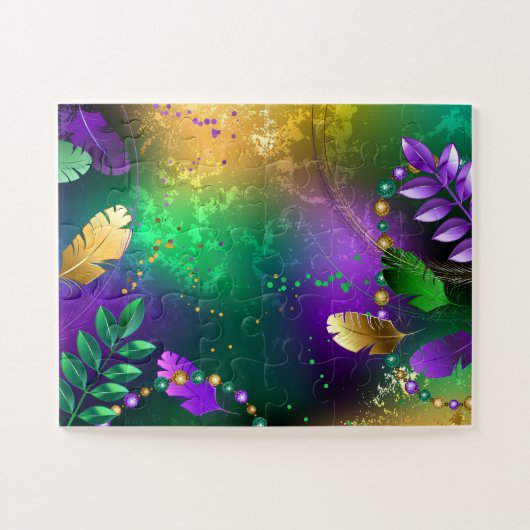 Iriserende mardi gras achtergrond met kralen legpuzzel (Horizontaal)