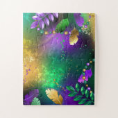 Iriserende mardi gras achtergrond met kralen legpuzzel (Verticaal)