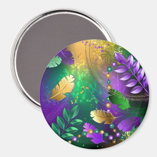 Iriserende mardi gras achtergrond met kralen magneet (Voorkant / Achterkant)