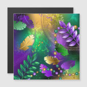 Iriserende mardi gras achtergrond met kralen magnetische uitnodiging (Voorkant / Achterkant)