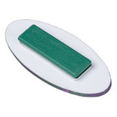 Iriserende mardi gras achtergrond met kralen naambadge (Achterkant)