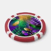 Iriserende mardi gras achtergrond met kralen poker chips (Enkel)