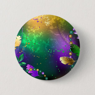 Iriserende mardi gras achtergrond met kralen ronde button 5,7 cm