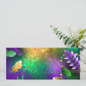 Iriserende mardi gras achtergrond met kralen save the date (Staand voorkant)