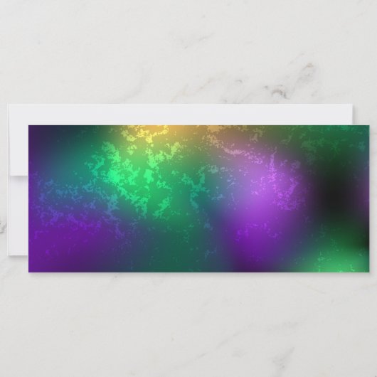 Iriserende mardi gras achtergrond met kralen save the date (Achterkant)