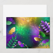 Iriserende mardi gras achtergrond met kralen save the date (Voorkant / Achterkant)