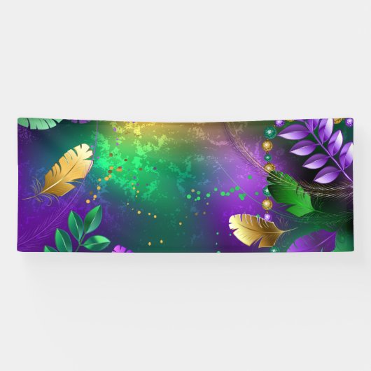 Iriserende mardi gras achtergrond met kralen spandoek (Horizontaal)