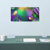 Iriserende mardi gras achtergrond met kralen spandoek (Beurs)