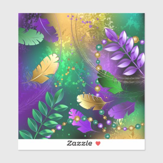 Iriserende mardi gras achtergrond met kralen sticker (Vel)