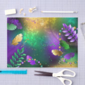 Iriserende mardi gras achtergrond met kralen tissuepapier (Craft)