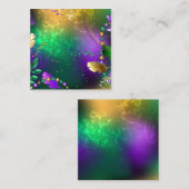 Iriserende mardi gras achtergrond met kralen vierkante visitekaartje (Voorkant / Achterkant)