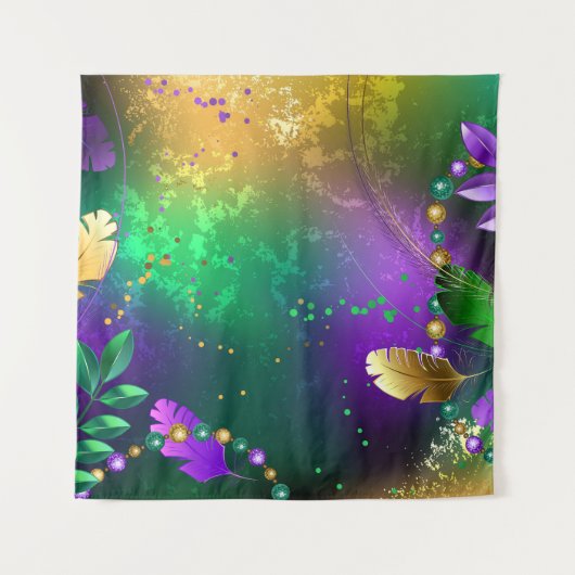 Iriserende mardi gras achtergrond met kralen wandkleed (Voorkant)