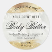 Iriserende Marmer Gouden Glitter Labels (Voorkant)