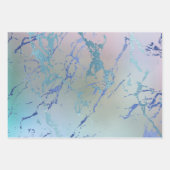 Iriserende Marmer | Holografisch Stof Blauw Roze Inpakpapier Vel (Voorkant 2)