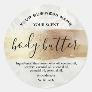 Iriserende Metallic Goud Marmeren Body Butter Labe Ronde Sticker