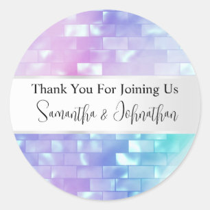 Iriserende moeder van parel disco bal dank je ronde sticker