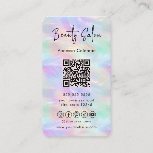Iriserende Opal Beauty Salon Stijlvol Visitekaartj Visitekaartje (Achterkant)