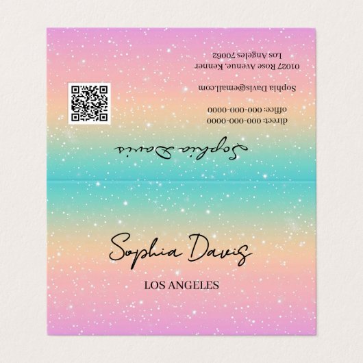 iriserende opal businesscards pastel visitekaartje (Buitenkant ongevouwen)