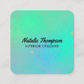 Iriserende Opal Meisje Blauwgroen Blauw Waterverf  Vierkante Visitekaartje (Voorkant)