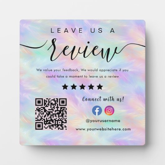 Iriserende Opal Stijlvolle QR code Laat ons een Re Fotoplaat (Voorkant)