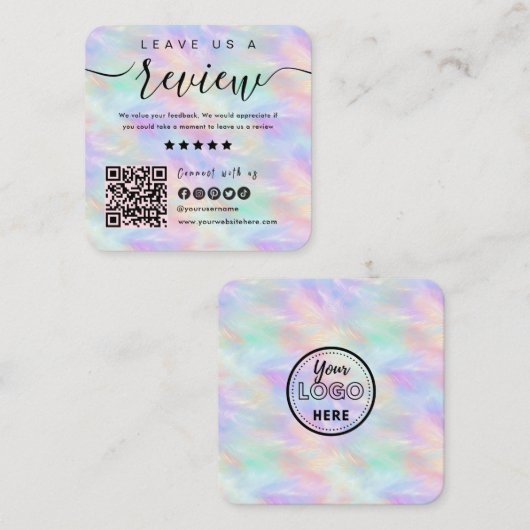 Iriserende Opal Stijlvolle QR code Laat ons een Re Vierkante Visitekaartje (Voorkant / Achterkant)