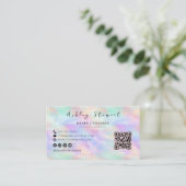 Iriserende Opal Stijlvolle QR Code Professionele L Visitekaartje (Staand voorkant)