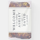 Iriserende Paarse Glitter Trouw Welkom Banner (Verticaal)