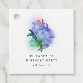 Iriserende Paarse Rozen en Kant Bedankjes Labels