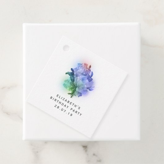 Iriserende Paarse Rozen en Kant Bedankjes Labels (In situ)