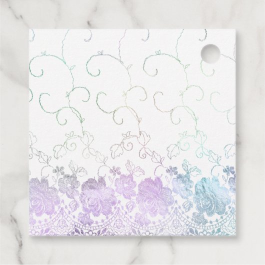 Iriserende Paarse Rozen en Kant Bedankjes Labels (Achterkant)