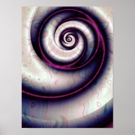 Iriserende Paarse Spiraal Abstracte Fractale Kunst Poster