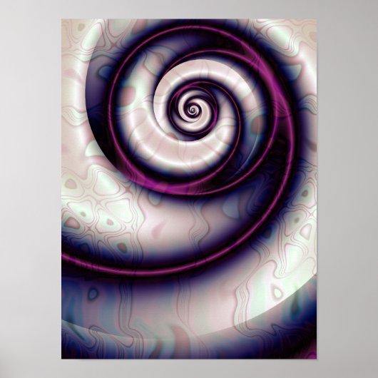 Iriserende Paarse Spiraal Abstracte Fractale Kunst Poster (Voorkant)