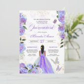 Iriserende Paarse Vlinders Mariposa Quinceanera Kaart (Staand voorkant)