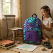 Iriserende Paarse zeemeermin monogram Bedrukte Rugzak