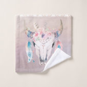 Iriserende Parel Boho Chique Schedel Glam Bloemen  Bad Handdoek (Wasdoekje)