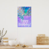 Iriserende Parel Glans Zeemeermin Verjaardagsfeest Poster (Keuken)