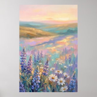 Iriserende Pastel Bloemkunst Poster