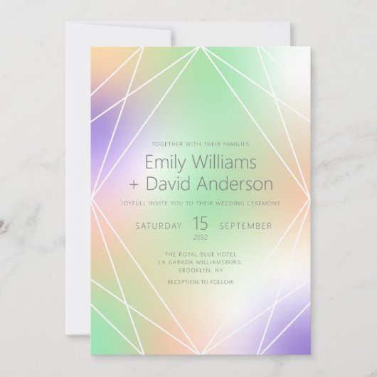 Iriserende pastel diamant geïnspireerd modern kaart (Voorkant)