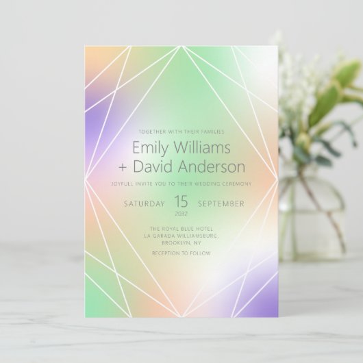 Iriserende pastel diamant geïnspireerd modern kaart (Staand voorkant)