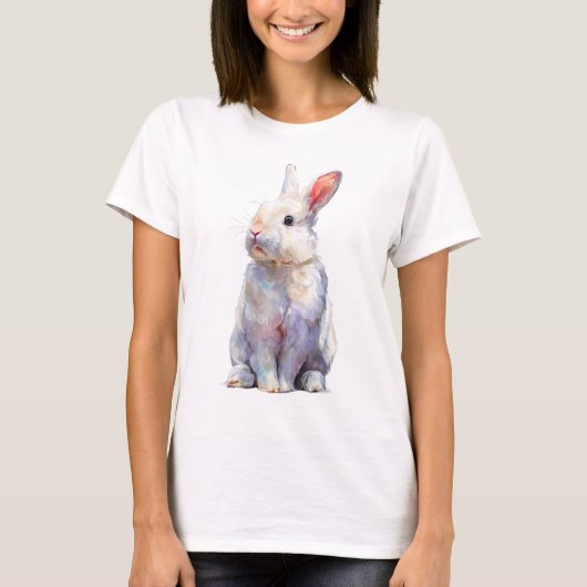 Iriserende Pastel Olieverf Konijn Vrouwen T-shirt (Voorkant)