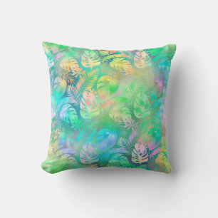 Iriserende Pastel Roze Paars Blauw Tropische Blade Buitenkussen