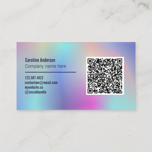 Iriserende pastelkleuren visitekaartje (Achterkant)