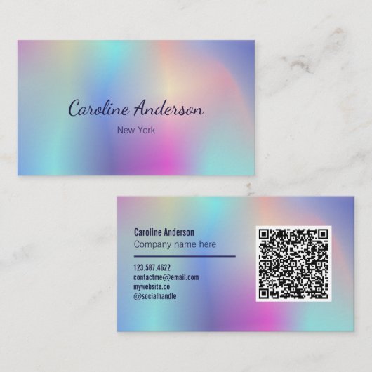 Iriserende pastelkleuren visitekaartje (Voorkant / Achterkant)